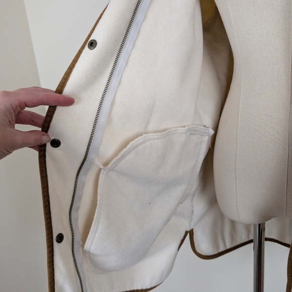 Old Navy Sherpa Jacket Mock Neck Cream Snap Front Long Cloud Nine - Picture 6 of 13